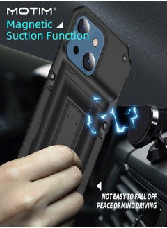 Motim Case for iPhone 14/14 Plus, Top Grade Heavy Duty Shockproof Protective Phone Case Kickstand Cover with Hidden Card Slot  - Image 5