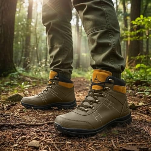TRACER Trekking Shoes for Men's, Stylish & Comfortable Footwear, Rubber Sole, Material PU, Lightweight & Breathable, Secure Fit, Closer Lace up, Trekking, Walking, Running, Gym Shoe (Black-8) - Image 2