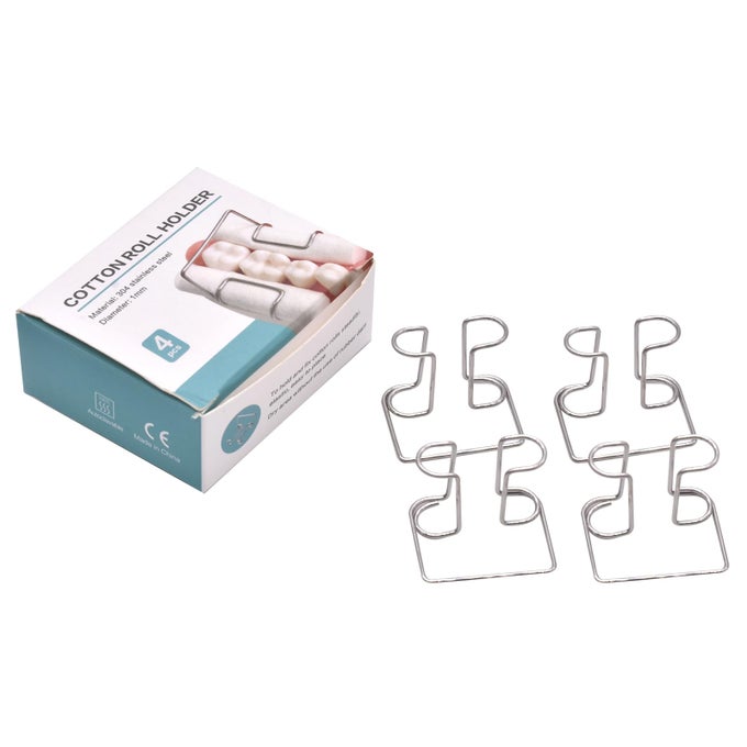 4 PCS COTTON ROLL HOLDERAUTOCLAVABLE STAINLESS STEEL COTTON ROLL CLIPFOR DENTAL LAB OR DENTIST CLINIC