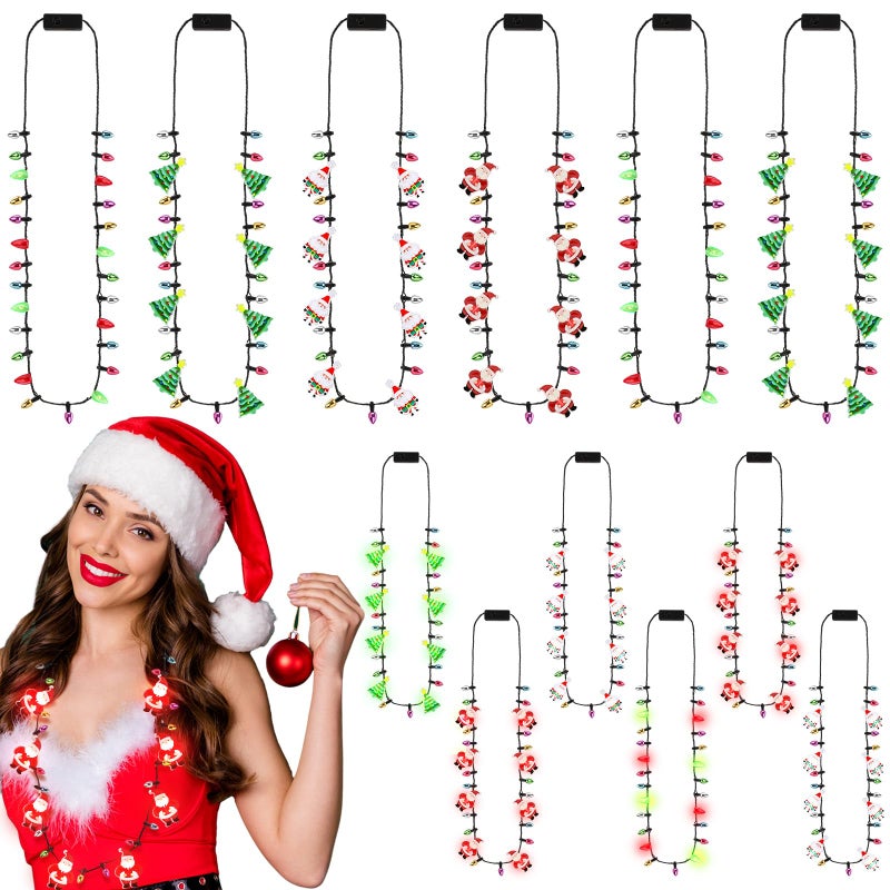 Remuuly 12 Pcs Christmas Light Necklace Xmas Glow Bulbs Christmas Light up Jewelry LED Mini Bulbs LED Necklace for Kids Girl Ugly Party Favors Birthday Xmas Fresh - Image 2