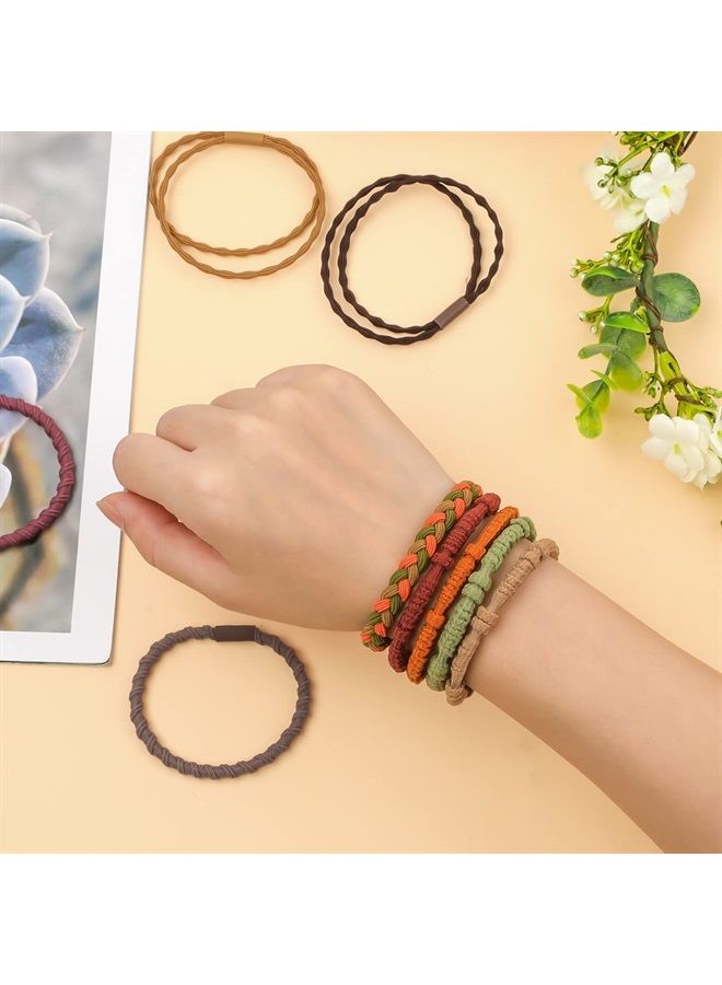 KINBOM 20pcs Hair Tie Bracelets for Women Men, Boho Hair Ties Bracelets Hair Elastics No Damage Ponytail Holders for Thick/Medium/Long Hair (4 Styles, 10 Colors) - Image 4