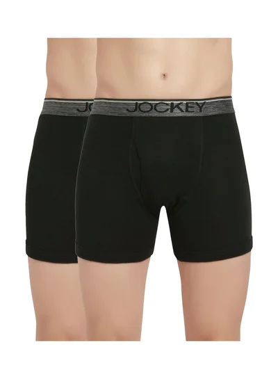 JOCKEY Jockey 8009 Men Super Combed Cotton Rib Solid Boxer Brief with Ultra soft Waistband Pack of 2