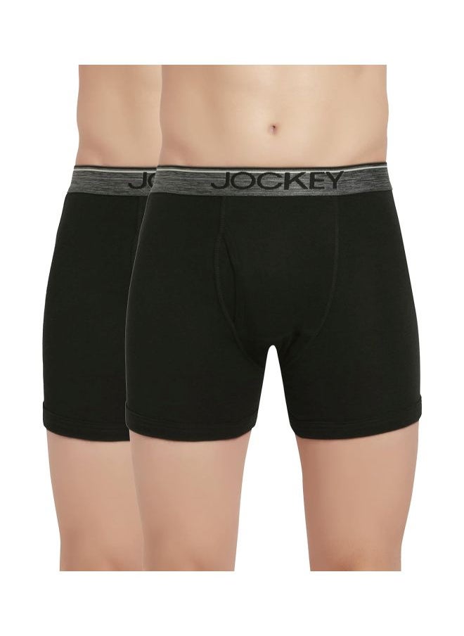 JOCKEY - جوكي 8009 سروال بوكسر رجالي من القطن الممشط للغاية مع حزام خصر فائق النعومة، عبوة من قطعتين - Image 1