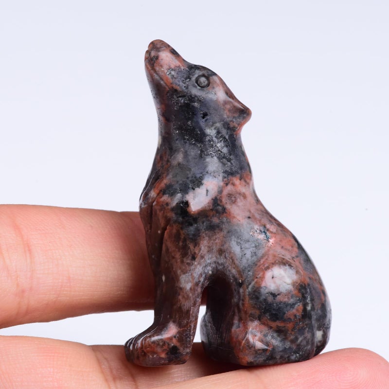 Ytbeoxk 2 Inch Mahogany Obsidian Wolf Crystal Statue Decorations  Wolf Decor Healing Crystal Wolf Figurines Hand Carved Stone Energy Gemstones for Luck Statue in Home and Office Meditation - Image 2