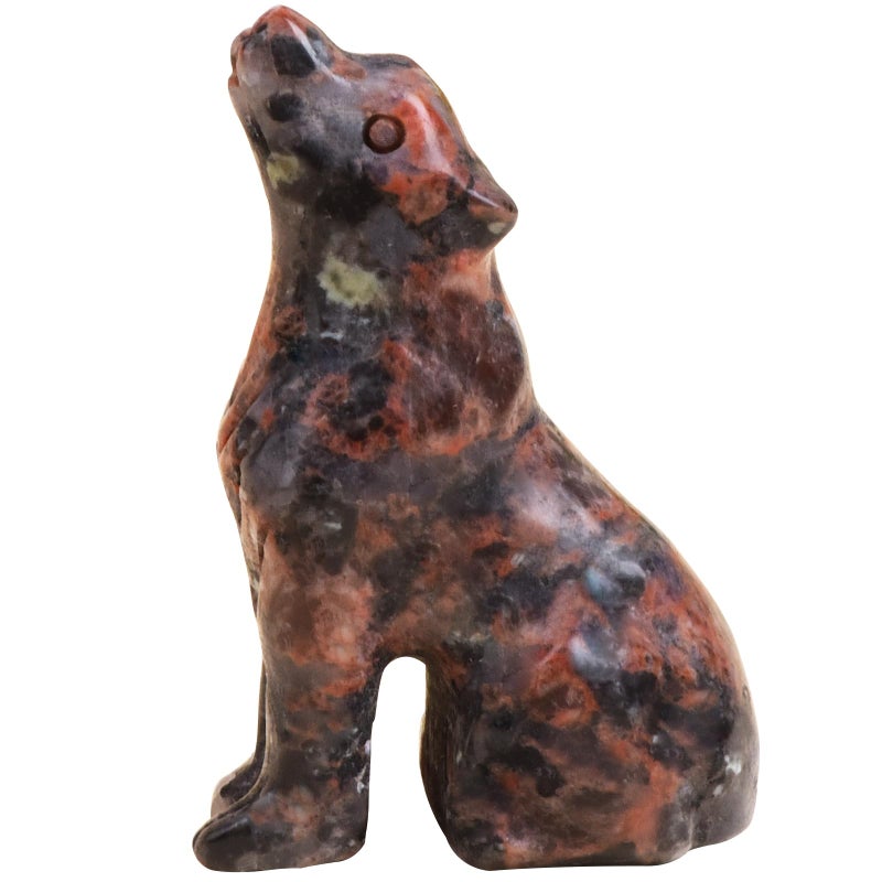 Ytbeoxk 2 Inch Mahogany Obsidian Wolf Crystal Statue Decorations  Wolf Decor Healing Crystal Wolf Figurines Hand Carved Stone Energy Gemstones for Luck Statue in Home and Office Meditation - Image 1