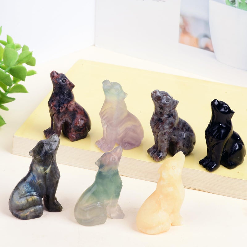 Ytbeoxk 2 Inch Mahogany Obsidian Wolf Crystal Statue Decorations  Wolf Decor Healing Crystal Wolf Figurines Hand Carved Stone Energy Gemstones for Luck Statue in Home and Office Meditation - Image 4