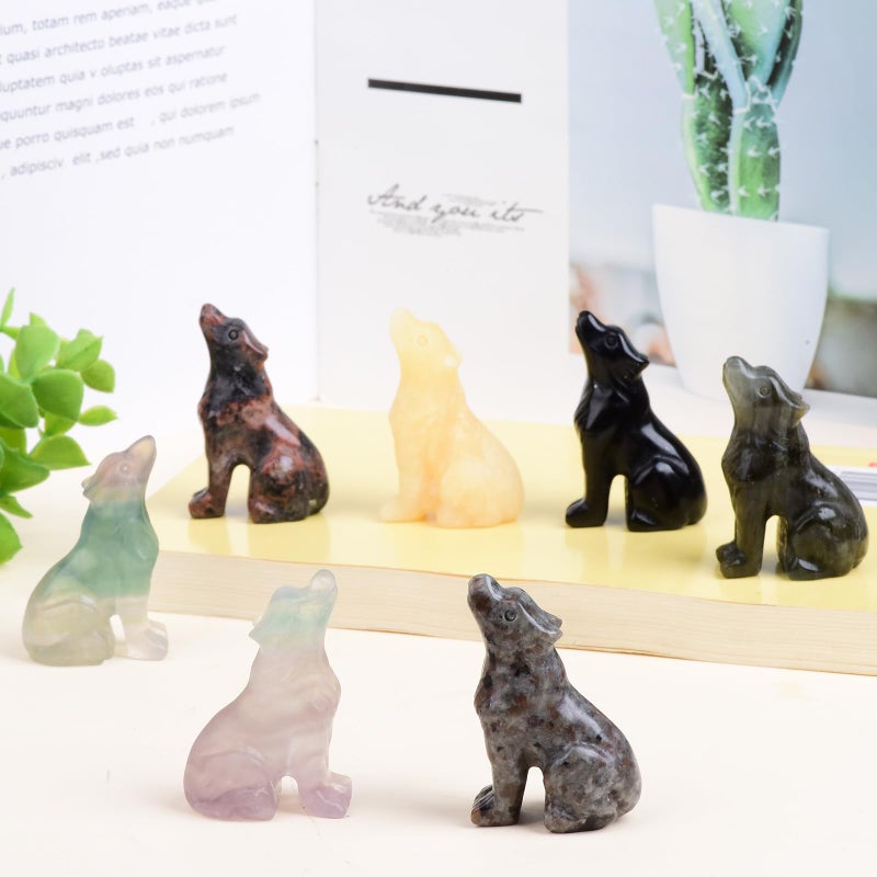 Ytbeoxk 2 Inch Mahogany Obsidian Wolf Crystal Statue Decorations  Wolf Decor Healing Crystal Wolf Figurines Hand Carved Stone Energy Gemstones for Luck Statue in Home and Office Meditation - Image 5