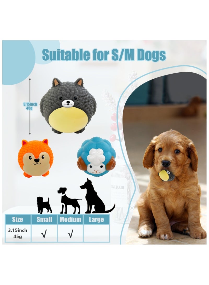 MIIXUER 3 Pack Squeaky Balls for Dogs, Cute Animal-shaped Dog Ball for Puppy to Medium Dogs, Interactive Dog Toys for Boredom-Totoro, Sheep, Fox - Image 3