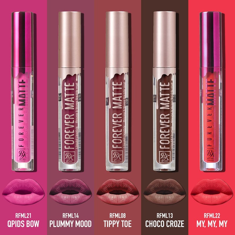 Ruby Kisses Forever Matte Liquid Lipstick 5 Pack - RFML08&13&14&21&22 - Image 2