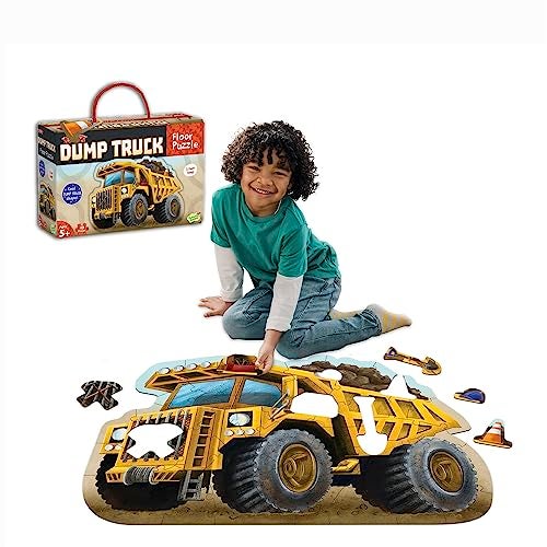 Peaceable Kingdom Giant Floor Puzzles with Uniquely Fun Shaped Pieces for Kids Ages 3 Gifts for Boys and Girls Dump Truck - Image 1