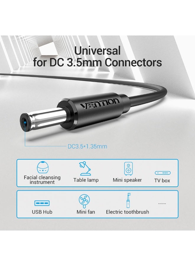 VENTION USB to 3.5mm Barrel Jack 5V DC Power Cable Black 0.5m Model - Image 2