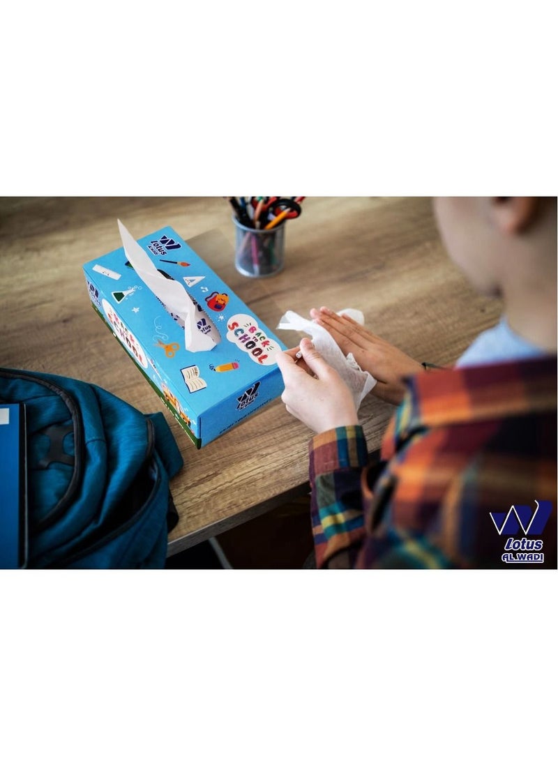 Lotus Alwadi Back To School Soft Facial Tissue 30 Boxes, 130 Sheet, 2 ply (3900 Tissues Total) - Lotus Alwadi - Image 2