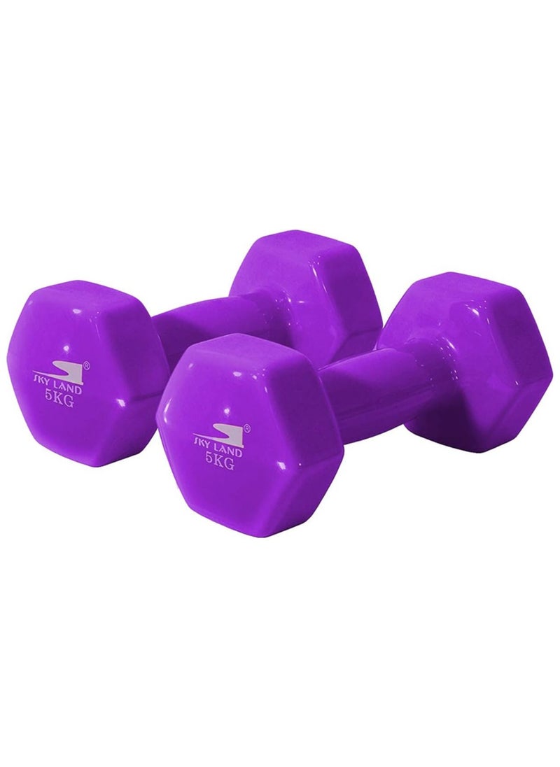 Sky Land Classical Dumbbells Hand Weights Set of 2 - Vinyl Coated Exercise & Fitness Dumbbell for Home Gym Equipment Workouts Strength Training  - Image 1