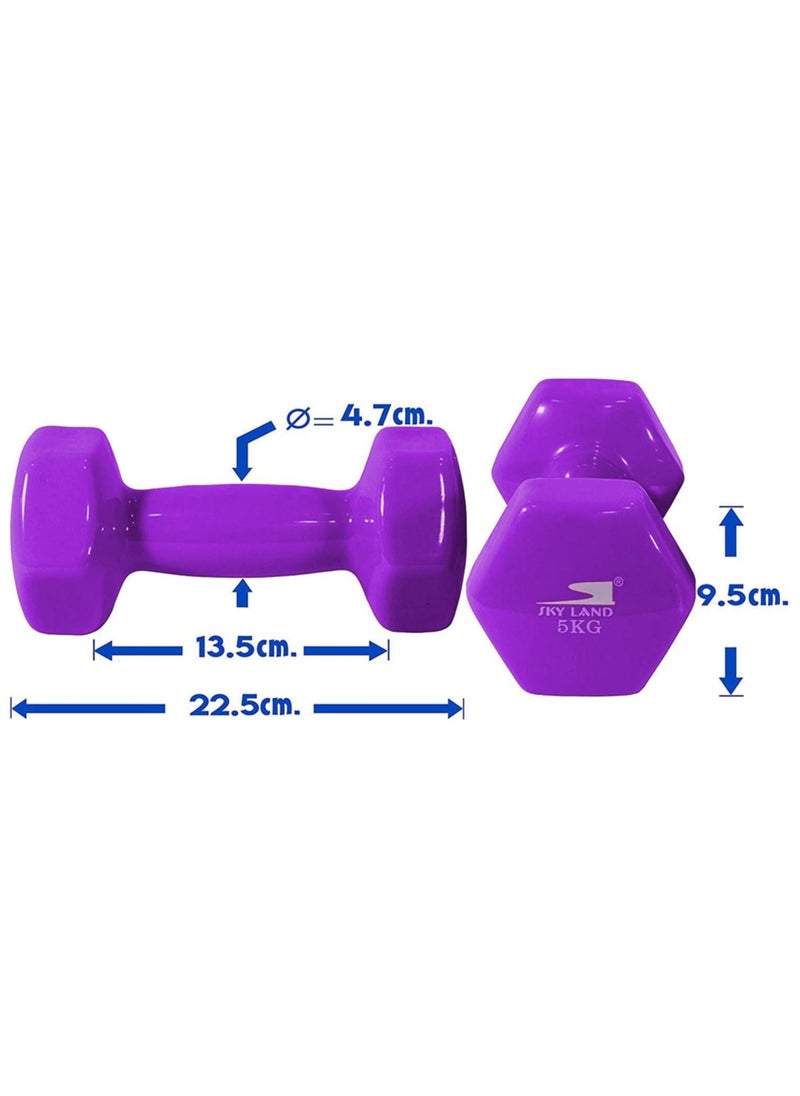 Sky Land Classical Dumbbells Hand Weights Set of 2 - Vinyl Coated Exercise & Fitness Dumbbell for Home Gym Equipment Workouts Strength Training  - Image 3