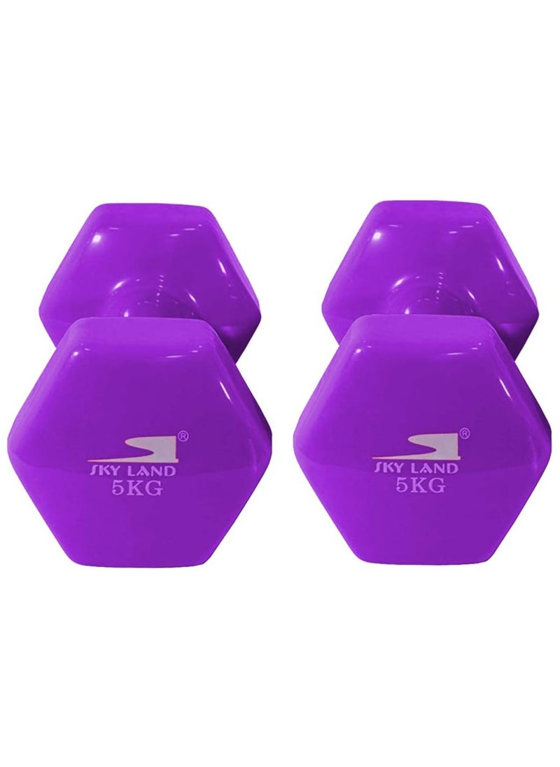 Sky Land Classical Dumbbells Hand Weights Set of 2 - Vinyl Coated Exercise & Fitness Dumbbell for Home Gym Equipment Workouts Strength Training  - Image 5