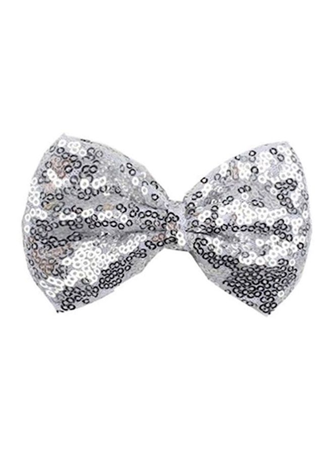 Loquat Sequined Bow Hair Clip Silver 12g - Image 1