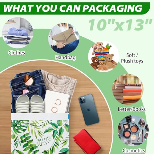 Oududianzi Poly Mailers 10x13, 100 Pack Thank You Shipping Bags, Mailing bags, Mailers Poly Bags for shipping, Shipping Envelopes, Packaging Bags for Shipping - Green leaf - Image 4