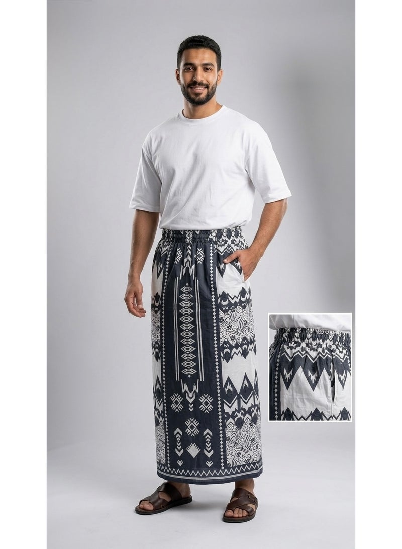BHNS Elastic waist wrap with side pocket for men, men's towel wrap, very comfortable and cool summer men's sarong, suitable for home, sleep, athletes, and prayer times. - Image 2