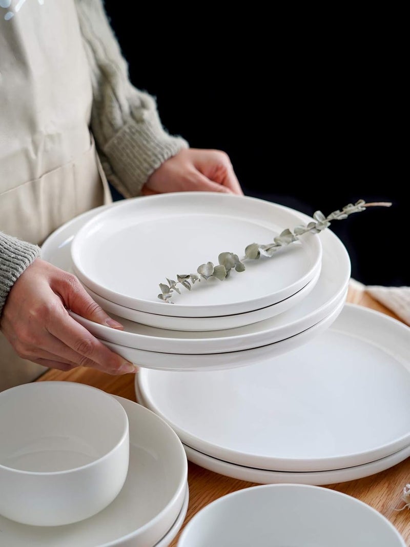Kanwone Porcelain Dessert Salad Plate  8 Inch White Microwave and Dishwasher Safe Plate - Image 3