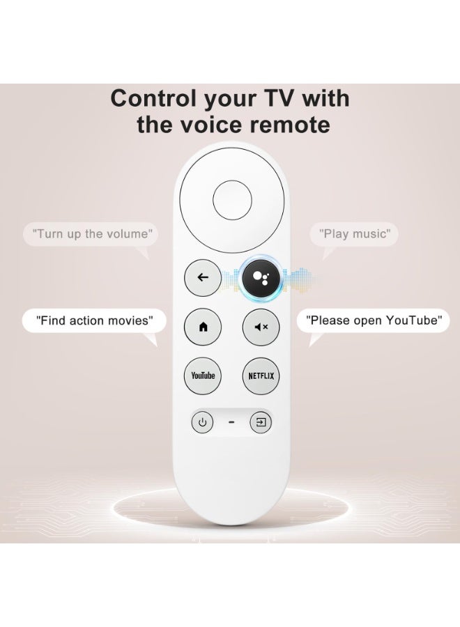 شابية متوافق مع جهاز التحكم الصوتي G9N9N من جوجل كروم كاست، ومساعد جوجل - جهاز تحكم عن بُعد للتلفزيون الذكي لكروم كاست، يدعم الأوامر الصوتية - مع مفاتيح اختصار ليوتيوب ونتفليكس (البطارية غير متضمنة، لون أبيض). - Image 3