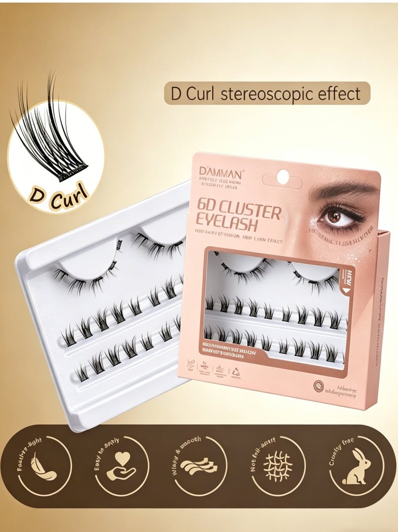 D'AMMA'N DAMMAN 6D Cluster Lashes Various Curl Patterns Feather-light Handmade Reusable Cluster Eyelashes - Image 1