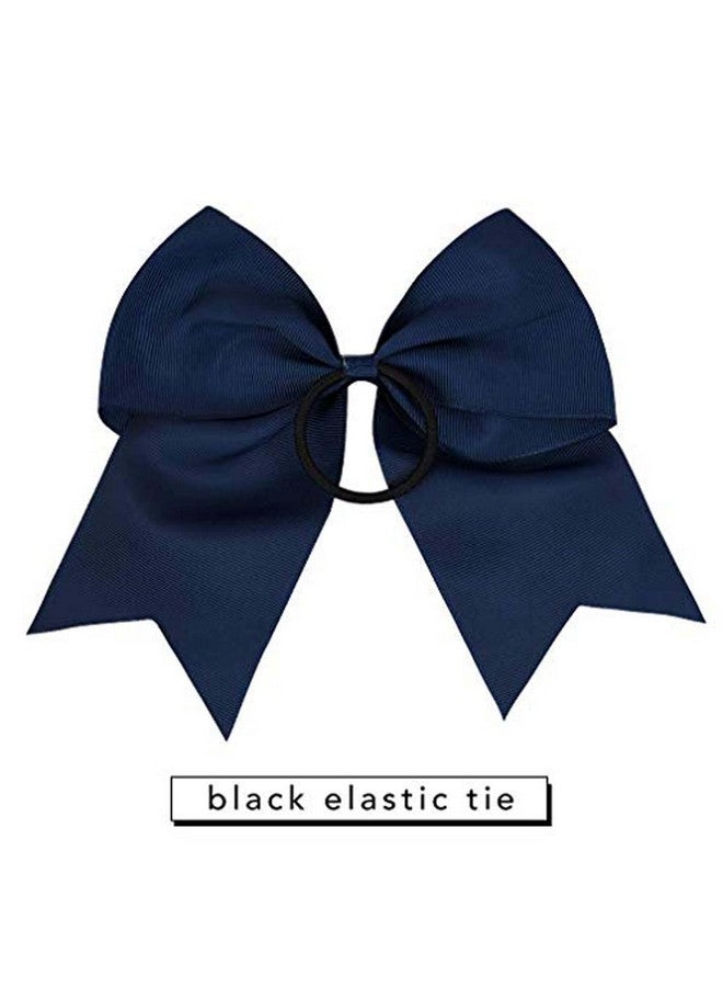CEELGON Large Cheer Bows Grosgrain Ribbon Ponytail Holder Girls Elastic Hair Ties 8" 12PCS Navy Blue Hair Accessories for Teens Women Girls Softball Competition Sports Cheerleaders - Image 4