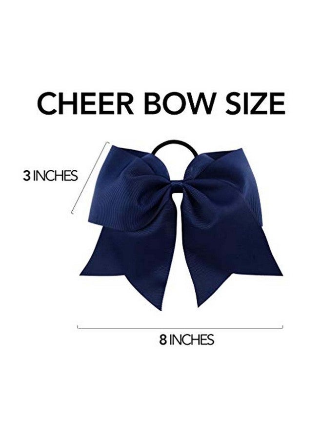 CEELGON Large Cheer Bows Grosgrain Ribbon Ponytail Holder Girls Elastic Hair Ties 8" 12PCS Navy Blue Hair Accessories for Teens Women Girls Softball Competition Sports Cheerleaders - Image 3