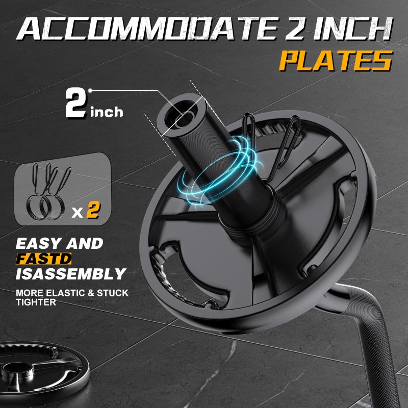 DILANL Olympic EZ Curl Barbell Bar, 47" Curl Bar for Weight Lifting, Home Gym Weight Bar- Strength Training,Squat,Hip Thrusts,Biceps, Chrome Curling for 2 Inch Plates -2 Spring Collars (Black) - Image 5