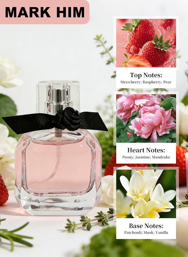 مارك له مجموعة هدايا عطور نسائية 3 قطع، كلاسيك إنكاونتر زهري، إنشنتينج أنجل فاكهي، ريفرس بارتي حلو، ثلاثي أو دو بارفان طويل الثبات، روائح يوم وليل متعددة الاستخدامات لها - Image 5