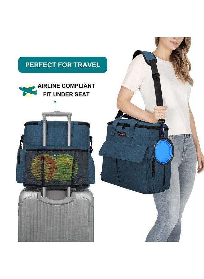 Modoker Dog Travel Bag, Weekend Pet Travel Set for Dog and Cat, Airline Approved Tote Organizer with Multi-Function Pockets, 2 Food Storage Containers, 2 Collapsible Bowls, 1 Feeding Mat (Blue) - Image 5