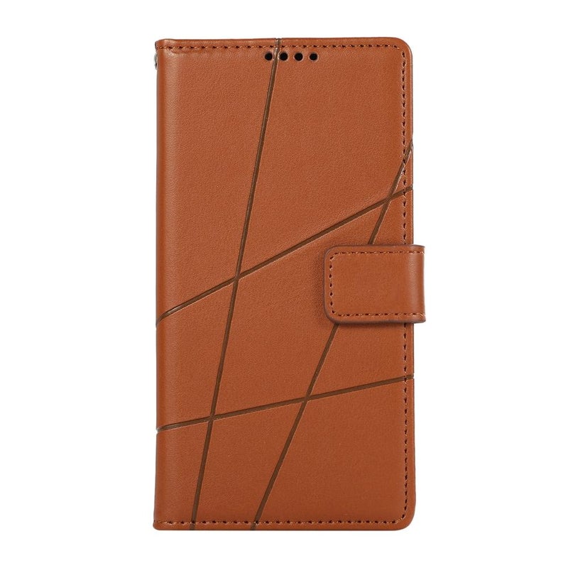 erorex For Redmi 15 5G Global / 15 4G SEA 169.5mm PU Genuine Leather Texture Embossed Line Phone Case(Brown) - Image 2