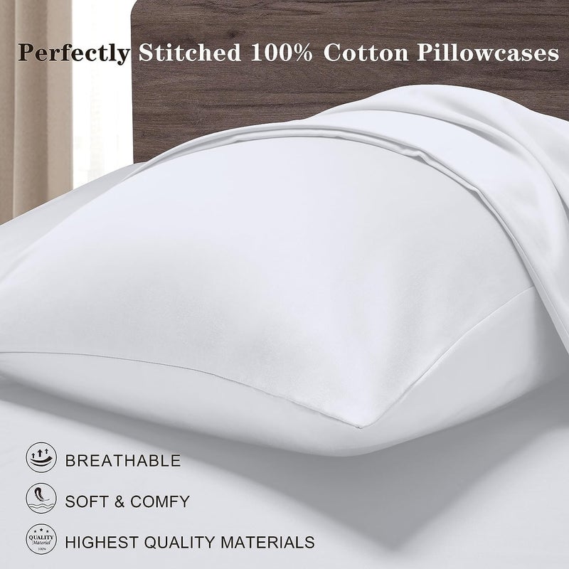 BPA White Pillow Cases King Size Pack of 2, Super Soft Sleeping Pillow Cover(50x 90), Luxurious Silky Stuff best for Beautiful Skin and HairPillow Cases ? Hotel Bed Linens (King) - Image 3