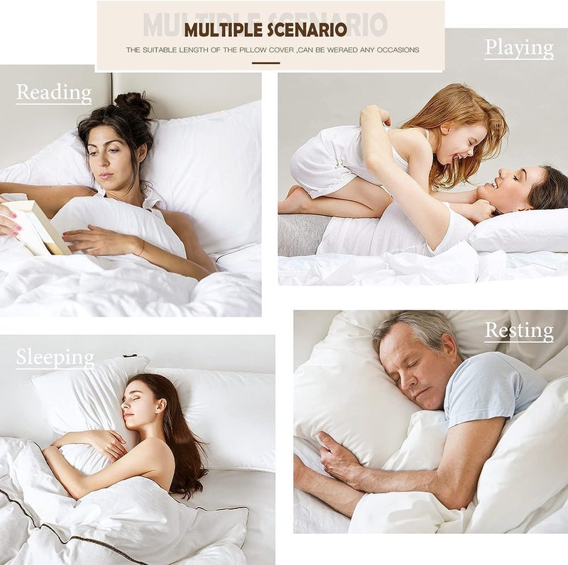 BPA White Pillow Cases King Size Pack of 2, Super Soft Sleeping Pillow Cover(50x 90), Luxurious Silky Stuff best for Beautiful Skin and HairPillow Cases ? Hotel Bed Linens (King) - Image 2
