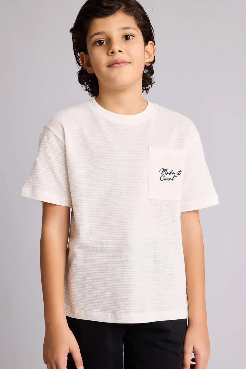 DeFacto Boy New Regular Fit Embroidered Pocket Print T-Shirt