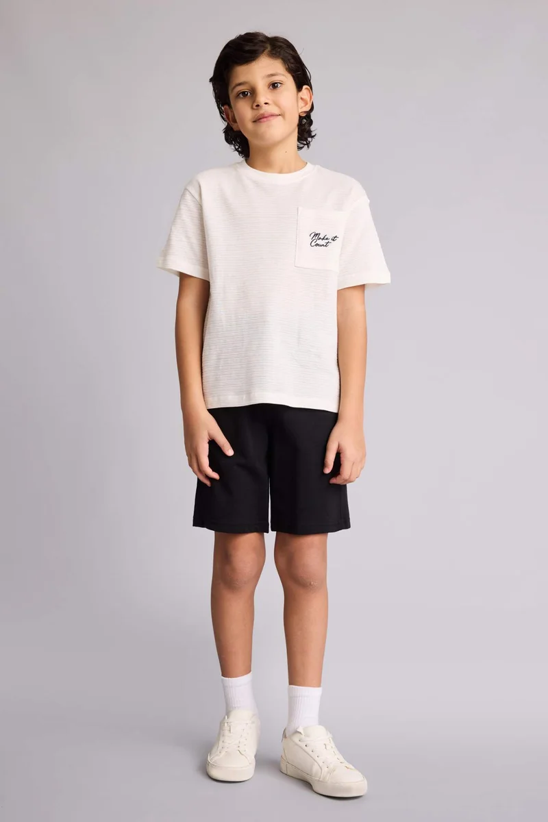 DeFacto Boy New Regular Fit Embroidered Pocket Print T-Shirt