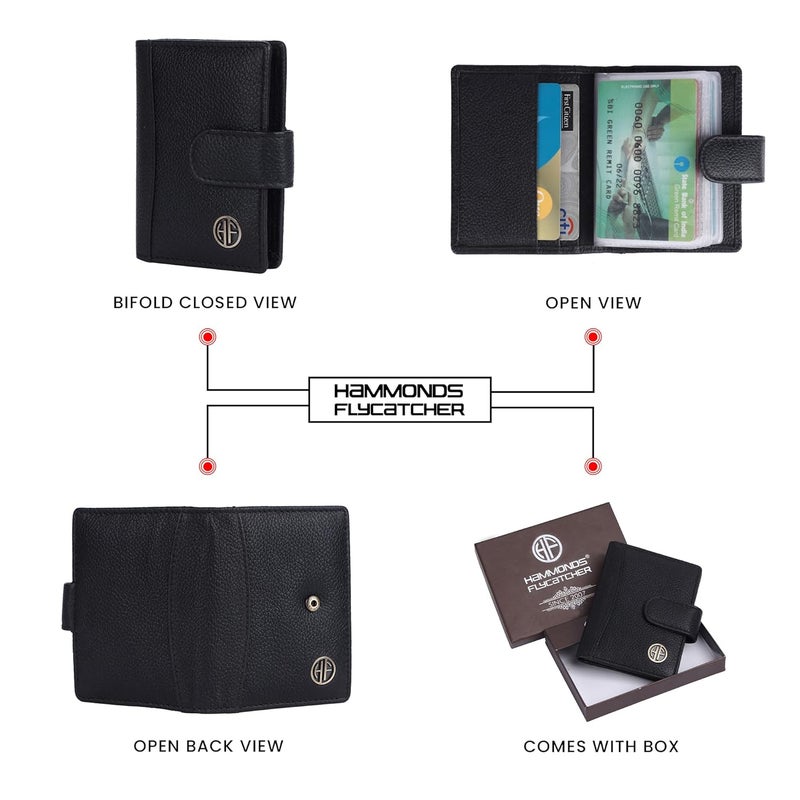 HAMMONDS FLYCATCHER Genuine Leather Card Holder Wallet for Man & Women, RFID Protected ATM/Credit Card Holder Wallet for Men with 18 Slots, Gift for Men, Father, Husband, Boyfriend - Black - Image 5