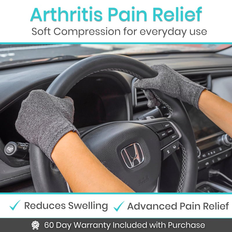Vive Compression Arthritis Gloves - Comfortable Fit for Men and Women - Full Finger Support for Rheumatoid, Osteoarthritis, Hand Pain, Arthritic Joint Symptom Relief - FSA/HSA Eligible - Image 2