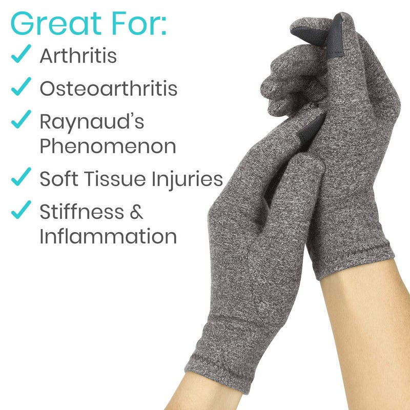 Vive Compression Arthritis Gloves - Comfortable Fit for Men and Women - Full Finger Support for Rheumatoid, Osteoarthritis, Hand Pain, Arthritic Joint Symptom Relief - FSA/HSA Eligible - Image 3