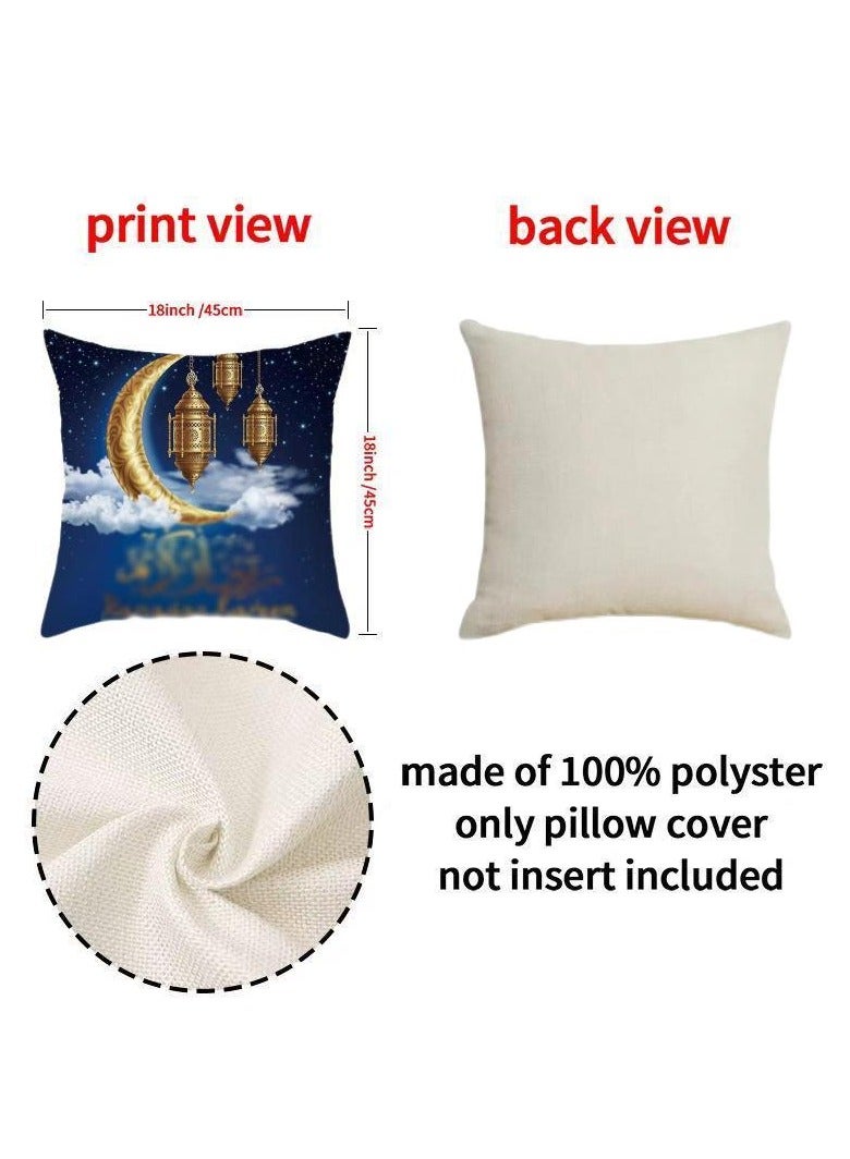 Ramadan Decorations, 5pcs Ramadan Table Decorations with Ramadan Table Runner and 4 Pcs Decorative Pillow Covers - Image 2