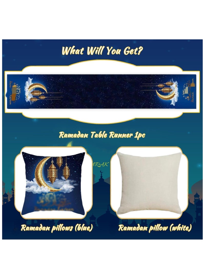 Ramadan Decorations, 5pcs Ramadan Table Decorations with Ramadan Table Runner and 4 Pcs Decorative Pillow Covers - Image 4