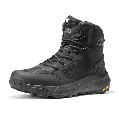 NORTIV 8 Men's Military Tactical Boot Lightweight Comfortable Boots for Work All Day Side Zipper Motorcycle Combat Hiking Boots Metrostrike(8-9 Inches),Size 10,Black-9 Inches