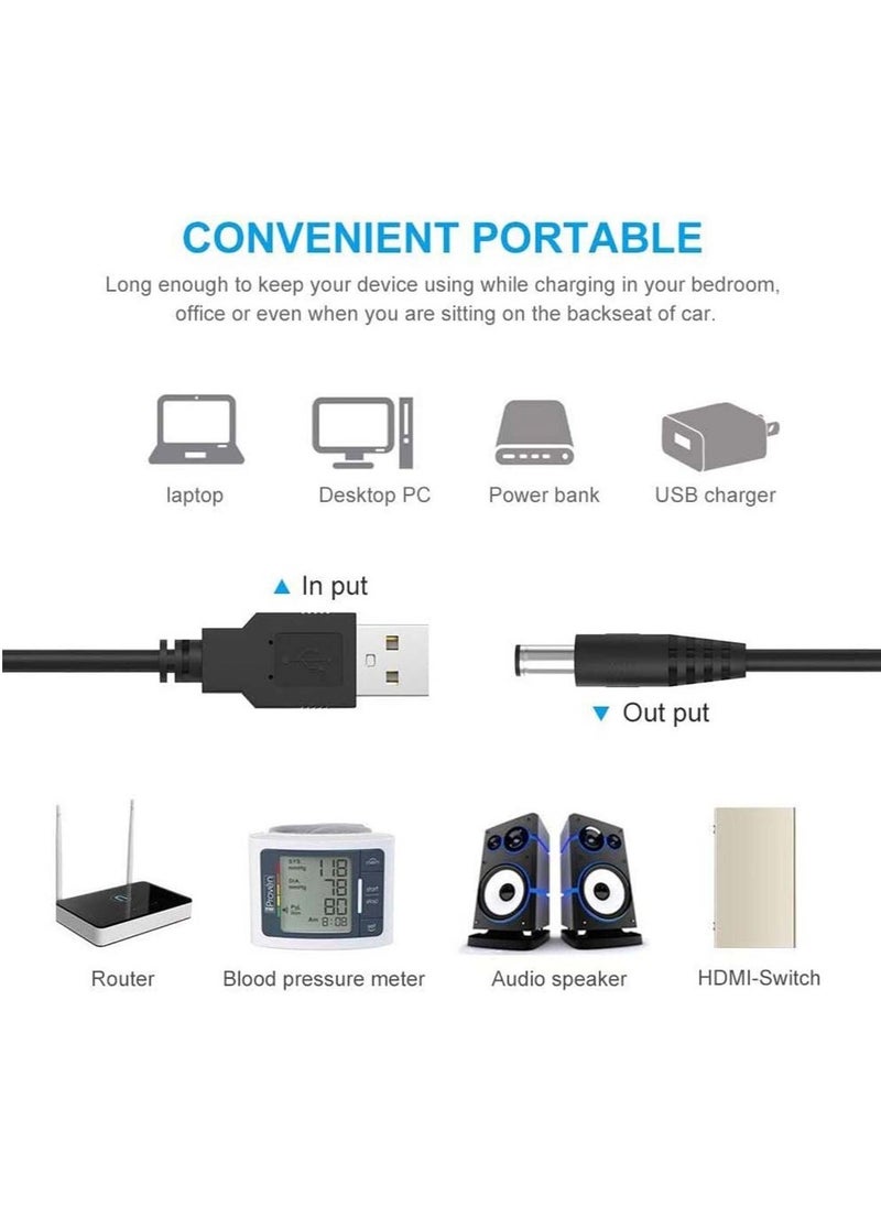 Generic - USB to DC 5-V Power Cord Universal DC 5.5x2.1mm Plug Jack Charging Cable with 10 Connector Tips 5.5*2.5, 4.8*1.7, 4.0*1.7, 4.0*1.35, 3.5*1.35, 3.0*1.1, 2.5*0.7, Micro USB, Type-C, Mini USB - Image 1
