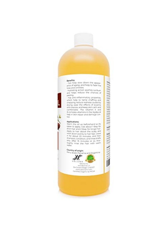 velona Jojoba Oil Usda Certified Organic 32 Oz (With Pump) | 100% Pure And Natural Carrier Oil| Golden Unrefined Cold Pressed Hexane Free | Moisturizing Face Hair Body Skin Care Stretch Marks Cuticles - Image 5