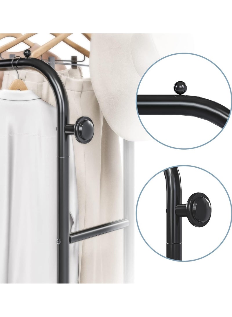 DubaiGallery Double Rod Garment Rack, Rack for Hanging Clothes with 2 Tier bottom Organizer, Shirt,Towel Rack and Lower Storage Shelf for Boxes,Shoes, Boots. 4 Hooks - Image 4