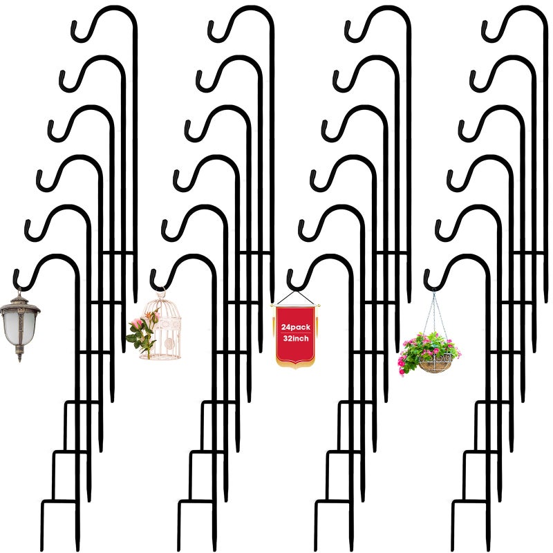 Hicarer حاملات نباتات معدنية على شكل راعي 32 بوصة - عبوة 24 قطعة