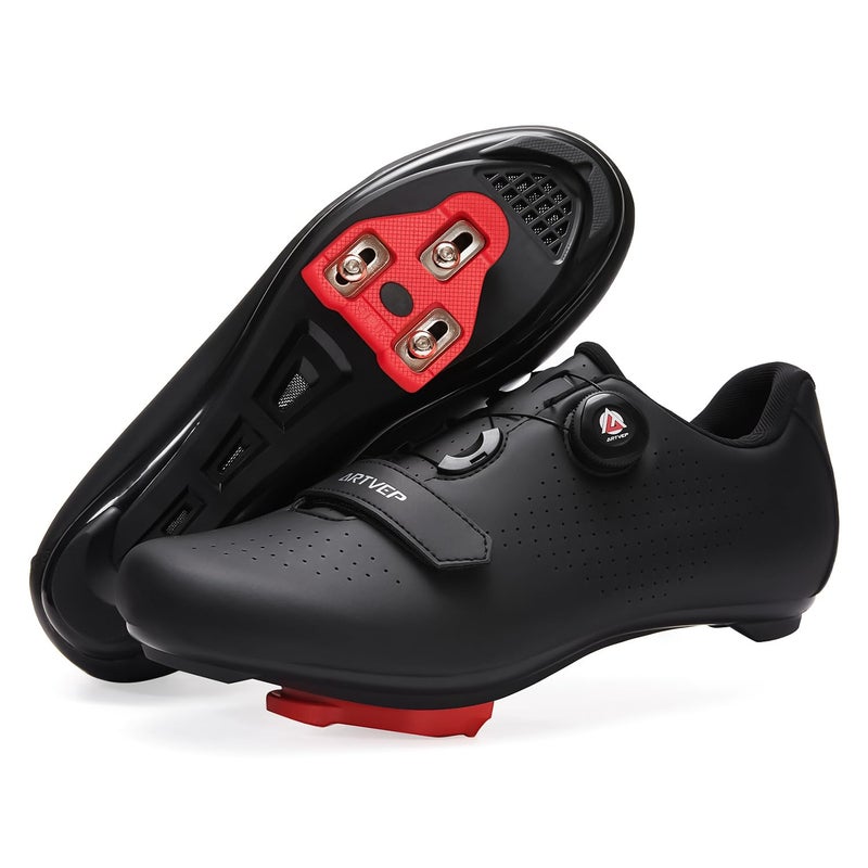 ARTVEP Mens Cycling Shoes Womens, Mountain Road Bikes Shoes Delta Cleats Clip to Shimano SPD Lock Look Pedal, Compatible with Peloton Bike Shoes All Black Size US 14 Women/12 Men - Image 1