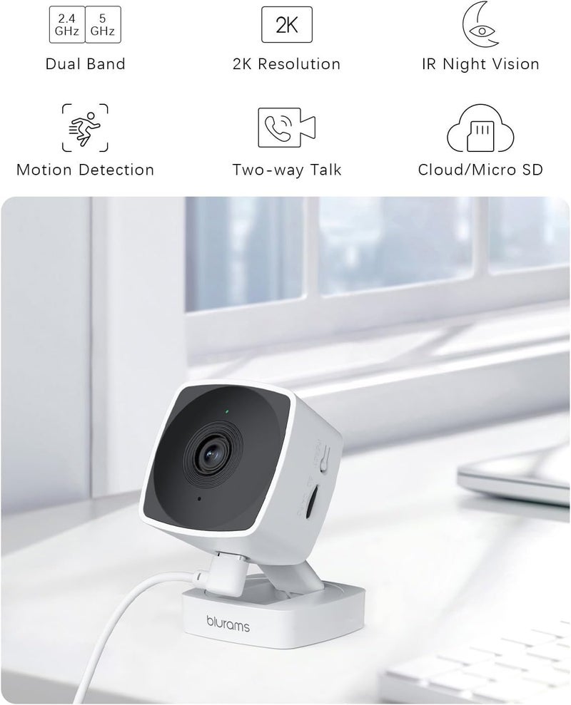 blurams 2.4G/5G Cameras for Home Security, 2K Pet Camera Indoor with Phone App, Foldable Security Camera w/Motion Detection, 2-Way Talk, IR Night Vision - Image 2