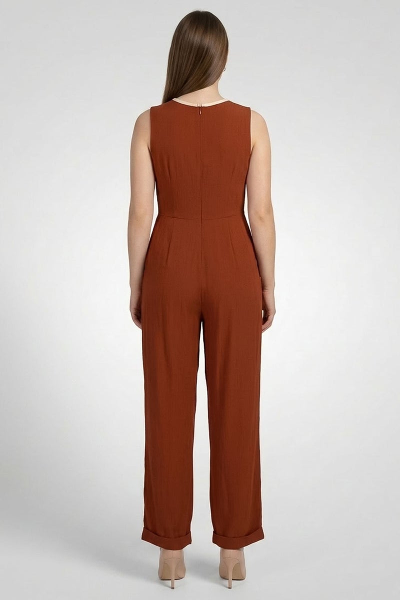 Harmont & Blaine Women Rhinestone Sleeveless Jumpsuit, Brown - Image 4