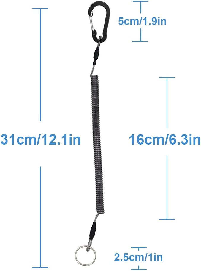 Lix&Rix Retractable Safety Coiled Lanyard with Aluminium Alloy Carabiner Clip, Black/Blue/Green/Red/Silver/Yellow - Image 3