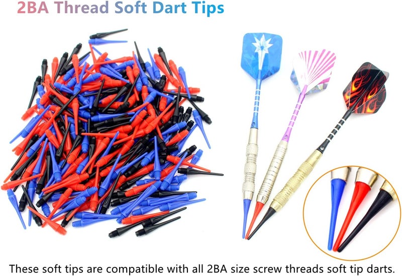 ROOBEEO 2BA Thread Plastic Tip Dart Points 300 Pack Soft Dart Tips Replacement Dart Accessories - Image 3